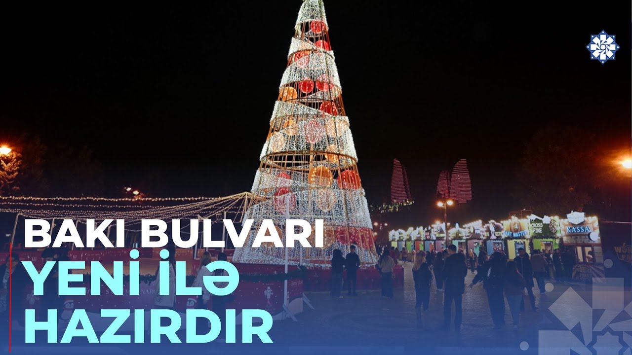 Bakı Bulvarında Yeni il yarmarkası - A&ccedil;ıq havada buz meydan&ccedil;ası ziyarət&ccedil;iləri g&ouml;zləyir