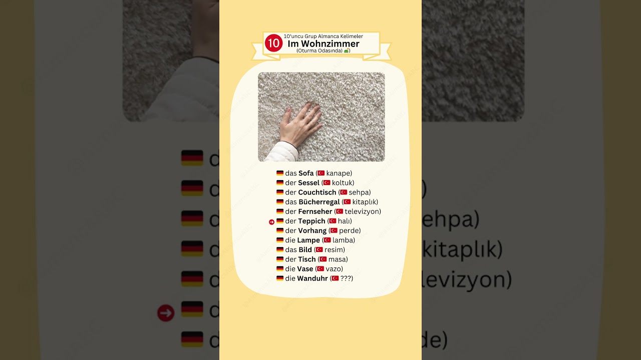 10  🇩🇪 Im Wohnzimmer Almanca Oturma Odasında 🛋 #deutsch #almanca