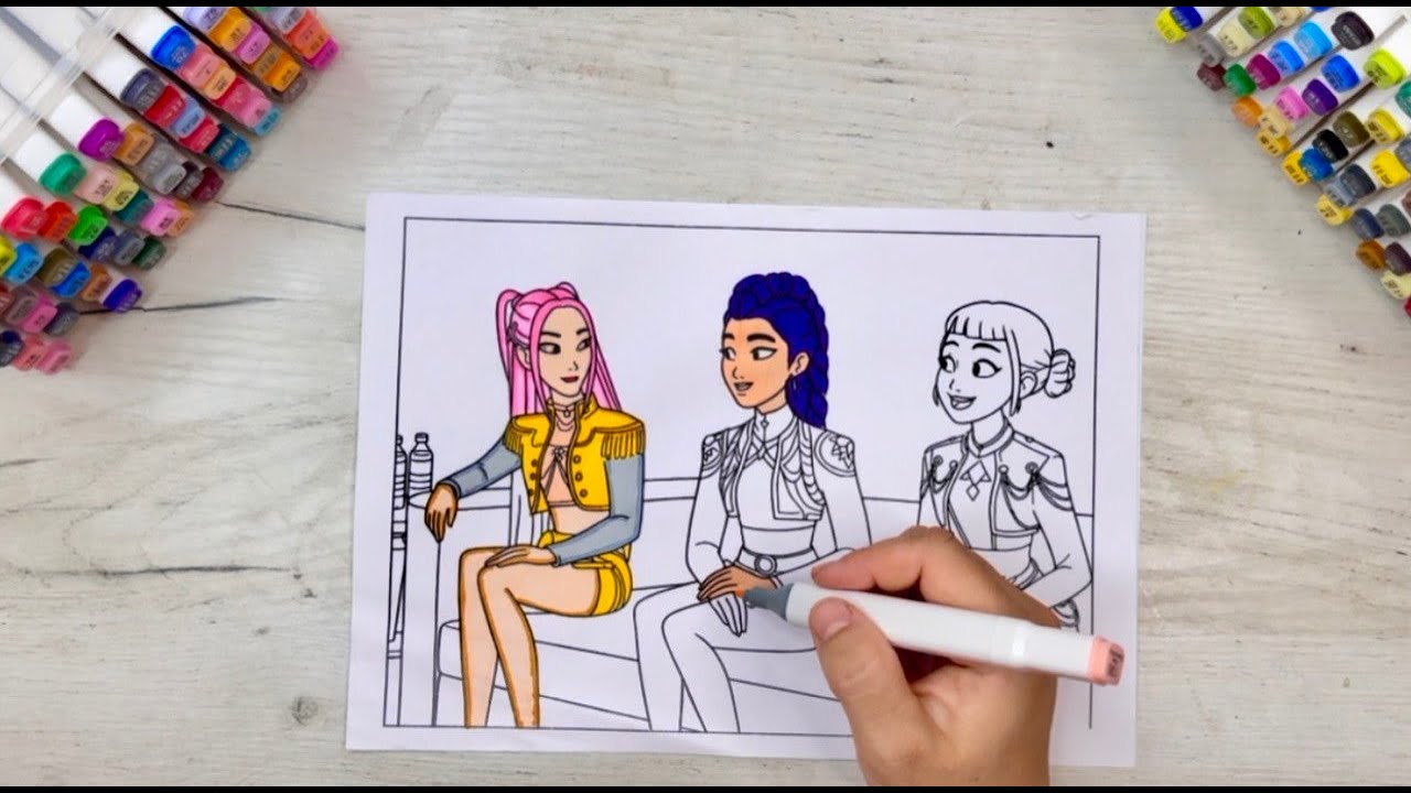 Новые раскраски по мотивам аниме «Охотники на демонов» в стиле K-pop / Как раскрасить Руми, Миру ...