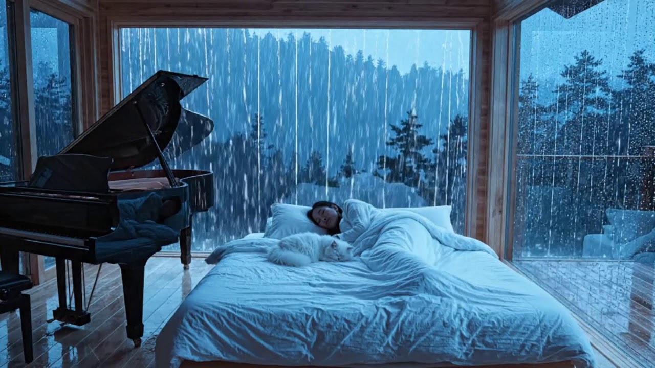 Instant Sleep in 5 Minutes 😴 Heavy Rain on Cabin Windows | Cozy Mountain Night Ambience