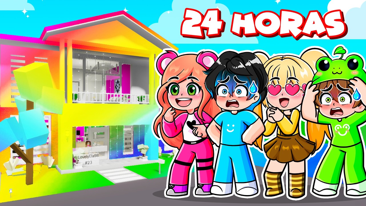 El TEAM pasa 24 HORAS en un MUNDO MULTICOLOR en Brookhaven ROBLOX 😍