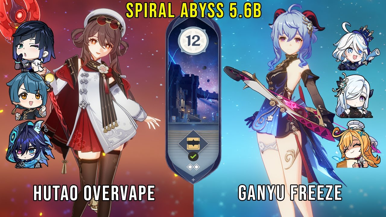 C1 Hutao Overvape and C0 Ganyu Freeze | Genshin Impact Abyss 5.6B Floor 12 9 Stars