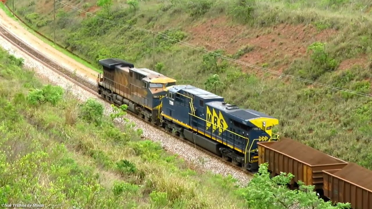 UM VERDADEIRO GIGANTE DOS TRILHOS - Trem com quase 300 vagões carregados na Ferrovia do Aço