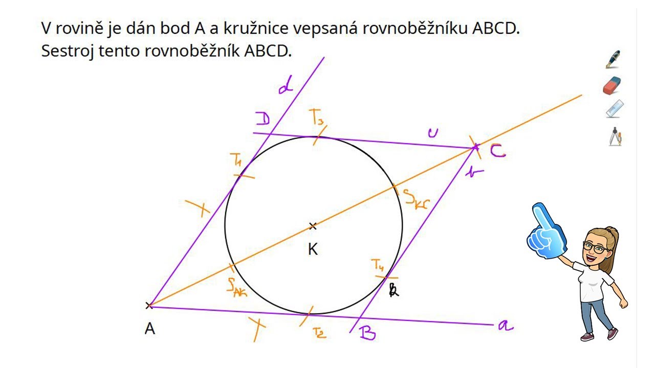 Thaletova věta (5) - kružnice vepsaná rovnoběžníku (konstrukční úloha)