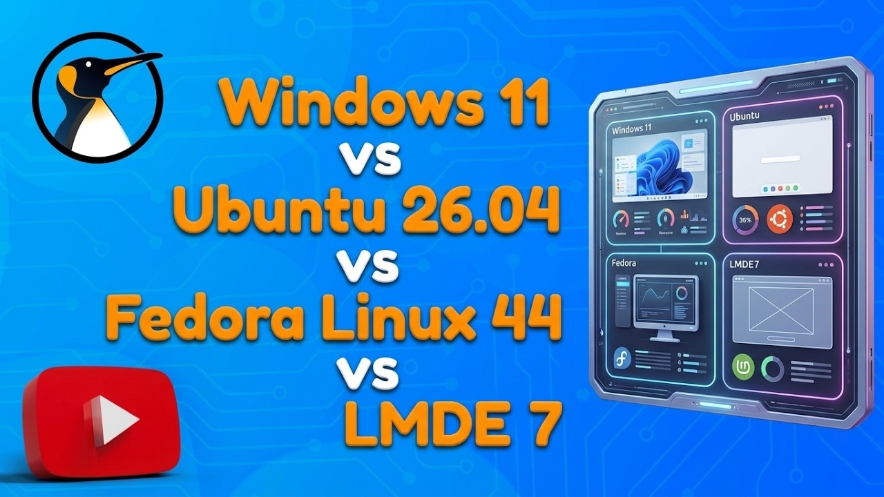 WINDOWS 11 vs UBUNTU 26.04 vs FEDORA 44 vs LMDE 7: Resource consumption!