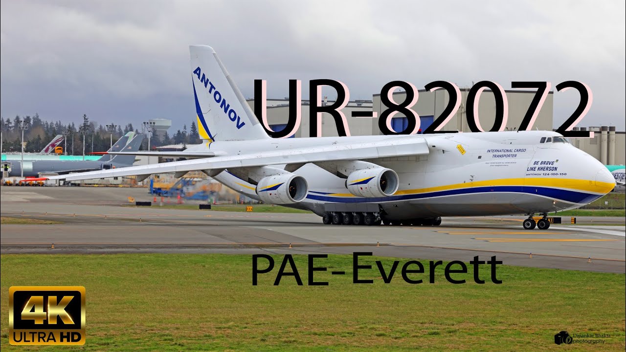 4K| 2024 Antonov Airlines AN-124-100-150 UR-82072 Taxi, Engines warmup, Powerful Loud takeoff @ PAE