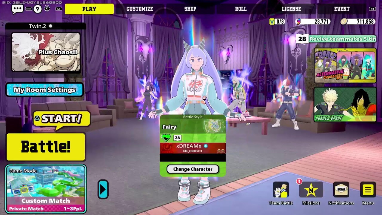 Customs My Hero ultra rumble anyone is welcome!!!!