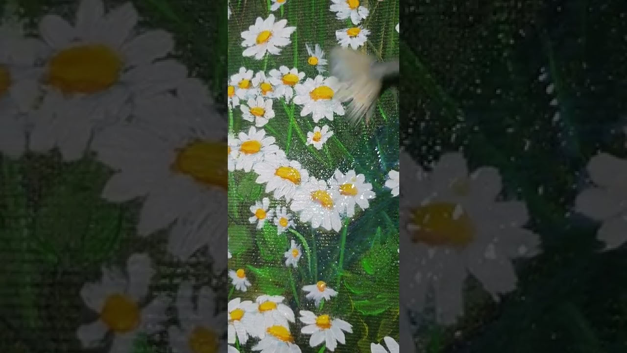 Girl Painting Daisy Original Art Floral Landscape Oil on Canvas Девушка Картина Ромашковое Поле Лето