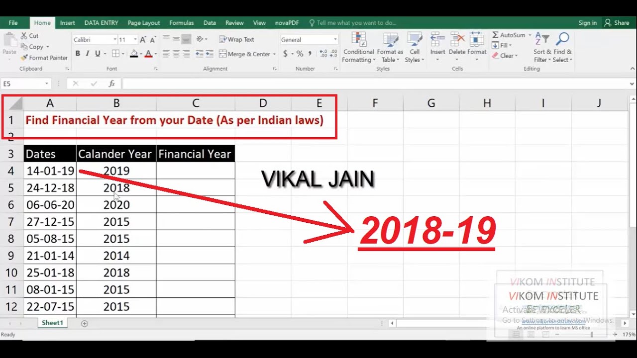 Extract financial year