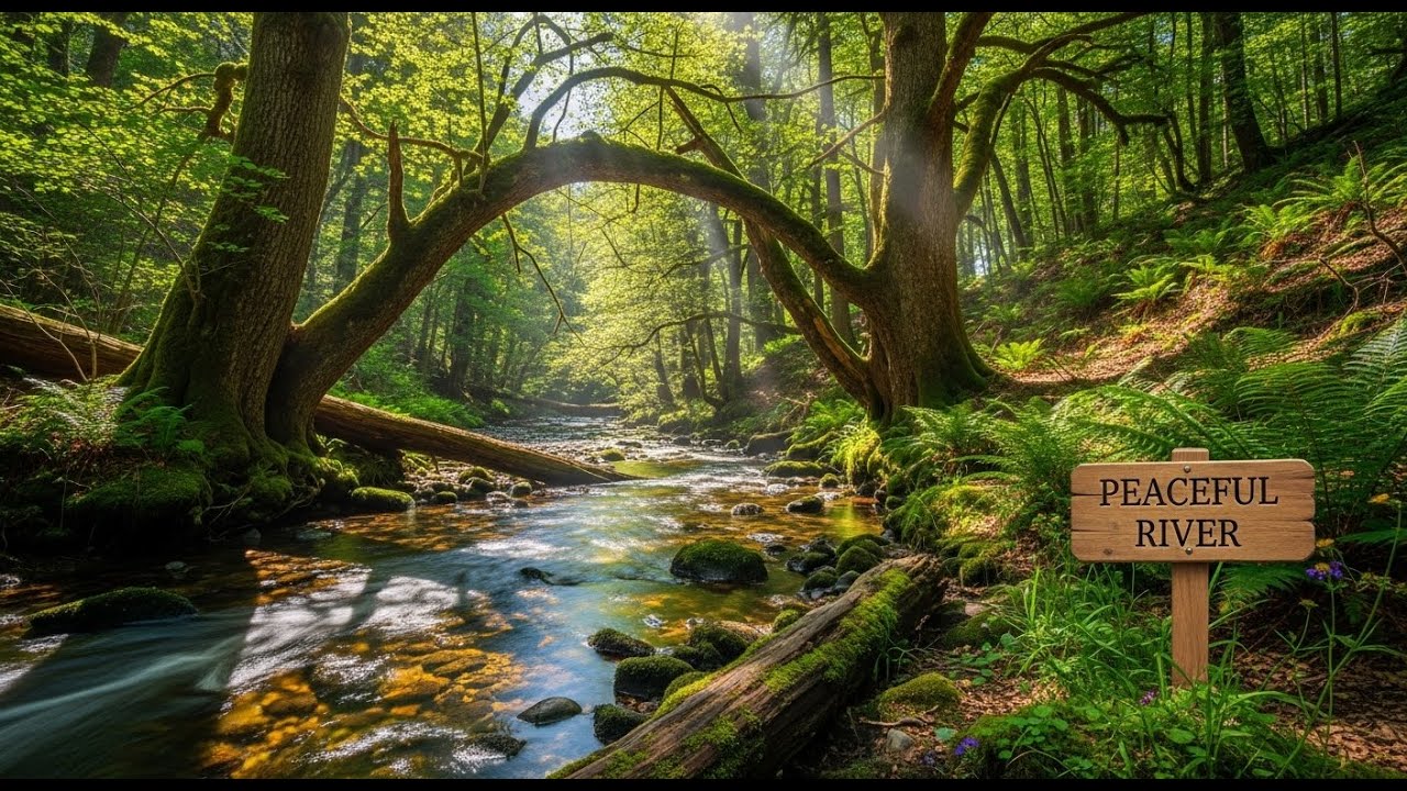 Peaceful Flowing River 🌊 Natural Ambience Sound for Deep Sleep and Stress Relief #726