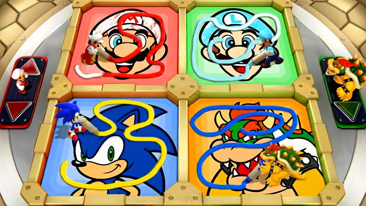 【スーパーマリオパーティ】ミニゲームマリオVsソニックVsルイージVsクッパ(CPUの強さ：｢たつじん」)