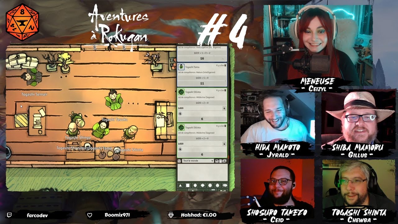 #jdr  @FoundryVTT  Aventures &agrave; Rokugan @GillusZG @JyraldYT @mathem_tv & Ceid #4