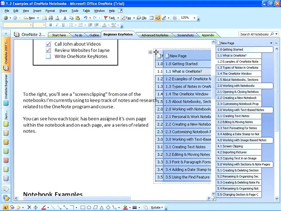OneNote 2003/2007 - Examples of OneNote Notebooks