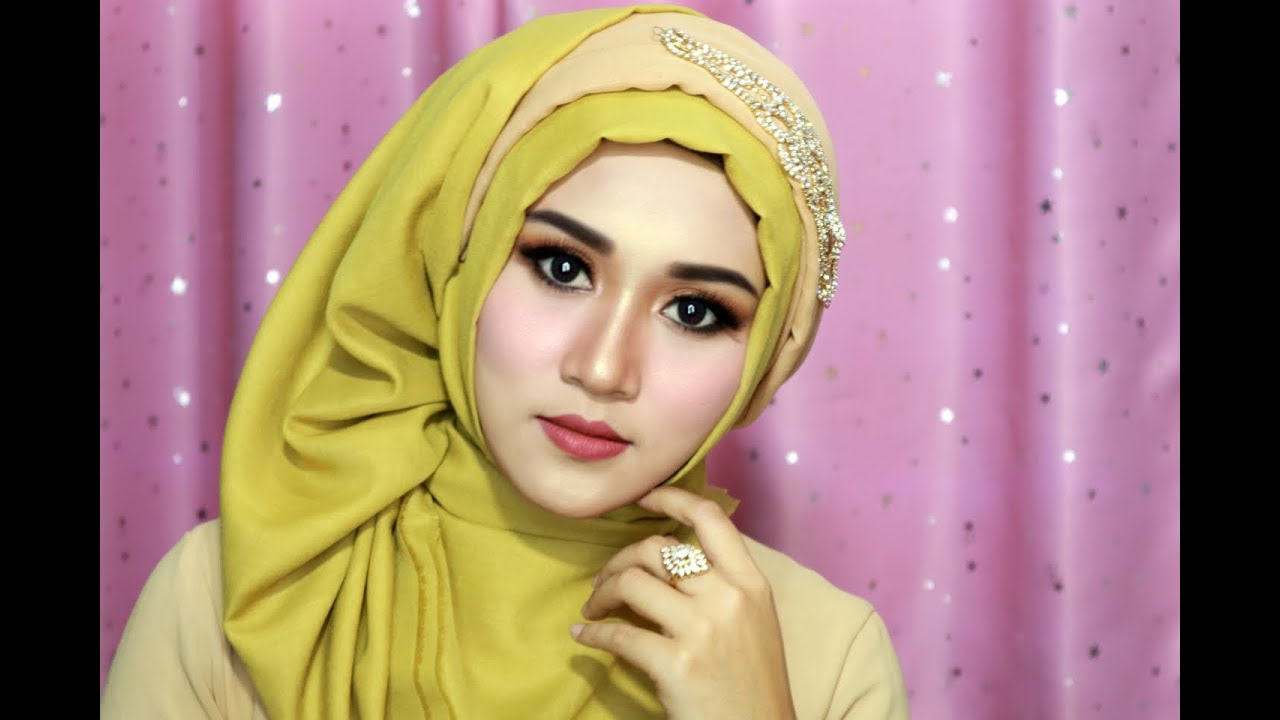 TUTORIAL MAKEUP DAN HIJAB SEGE EMPAT SEMPLE MEWAH, HIJAB PESTA, HIJAB KONDANGAN,HIJAB WISUDA