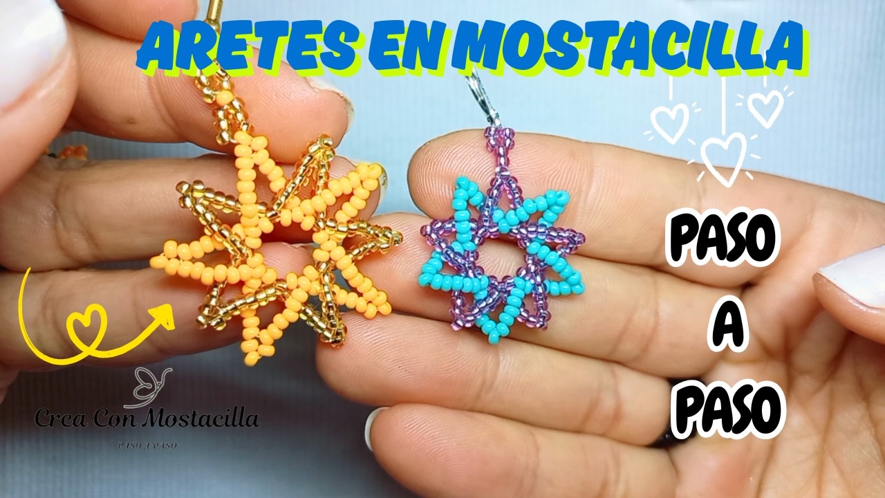 ARETES de estrella en mostacilla ✨ Paso a paso f&aacute;cil y hermoso DIY TUTORIAL