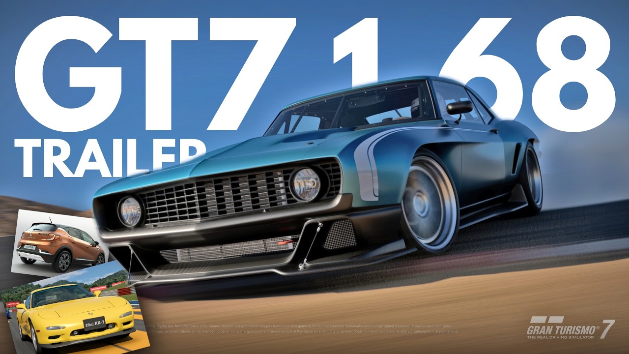 GT7 1.68 Трейлер | Camaro RM '69, RX-7 Type R 1991 года, Renault Captur | Обновление Gran Turismo...
