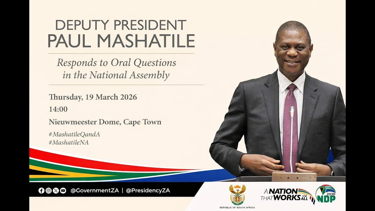 Deputy President Paul Mashatile responds to oral questions in the National Assembly.