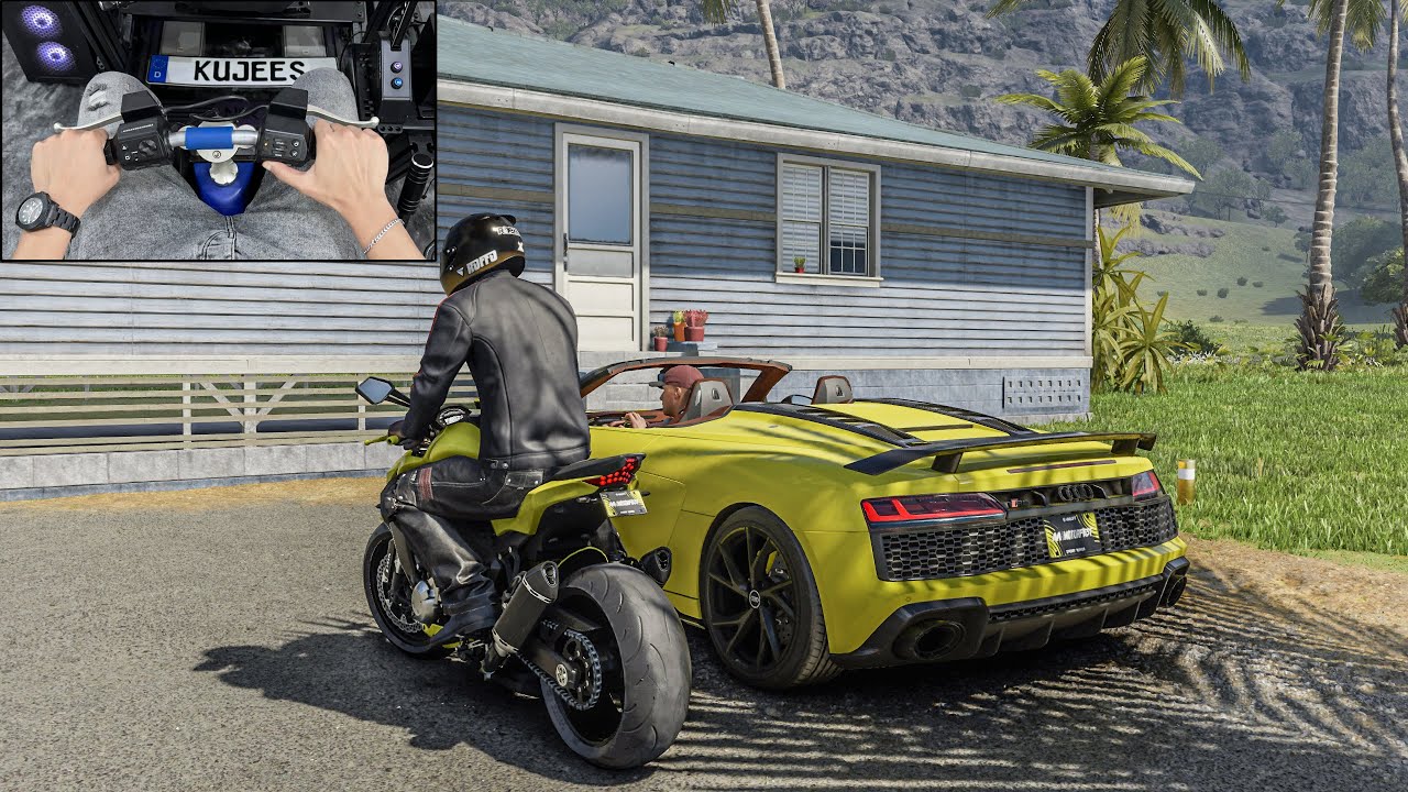 Kawasaki Z1000 ABS & Audi R8 V10 - The Crew Motorfest |  Thrustmaster Bike handlebar