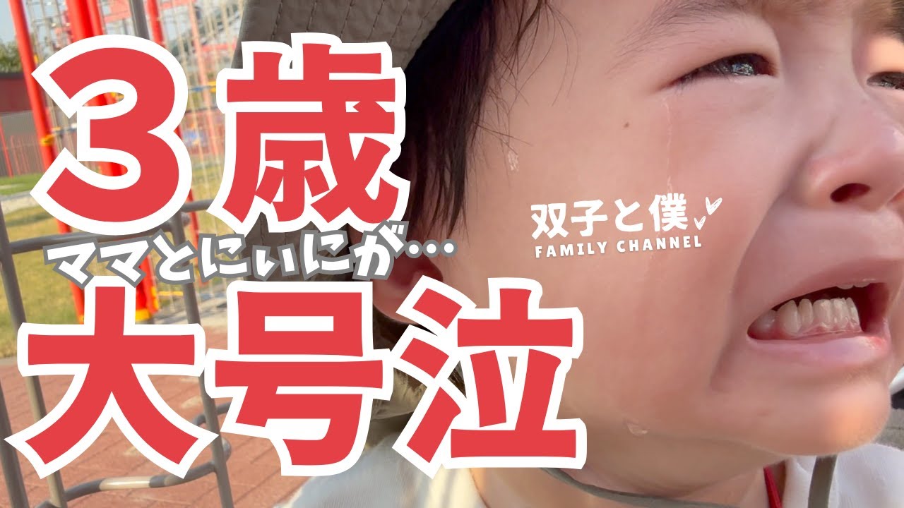 【3歳大号泣】涙の理由とは？双子の反応が真逆すぎて面白いwww