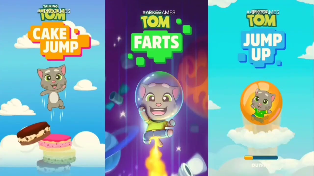 Talking Tom Cake Jump vs Talking Tom Farts vs Talking Tom Jump up Gameplay Android ios 