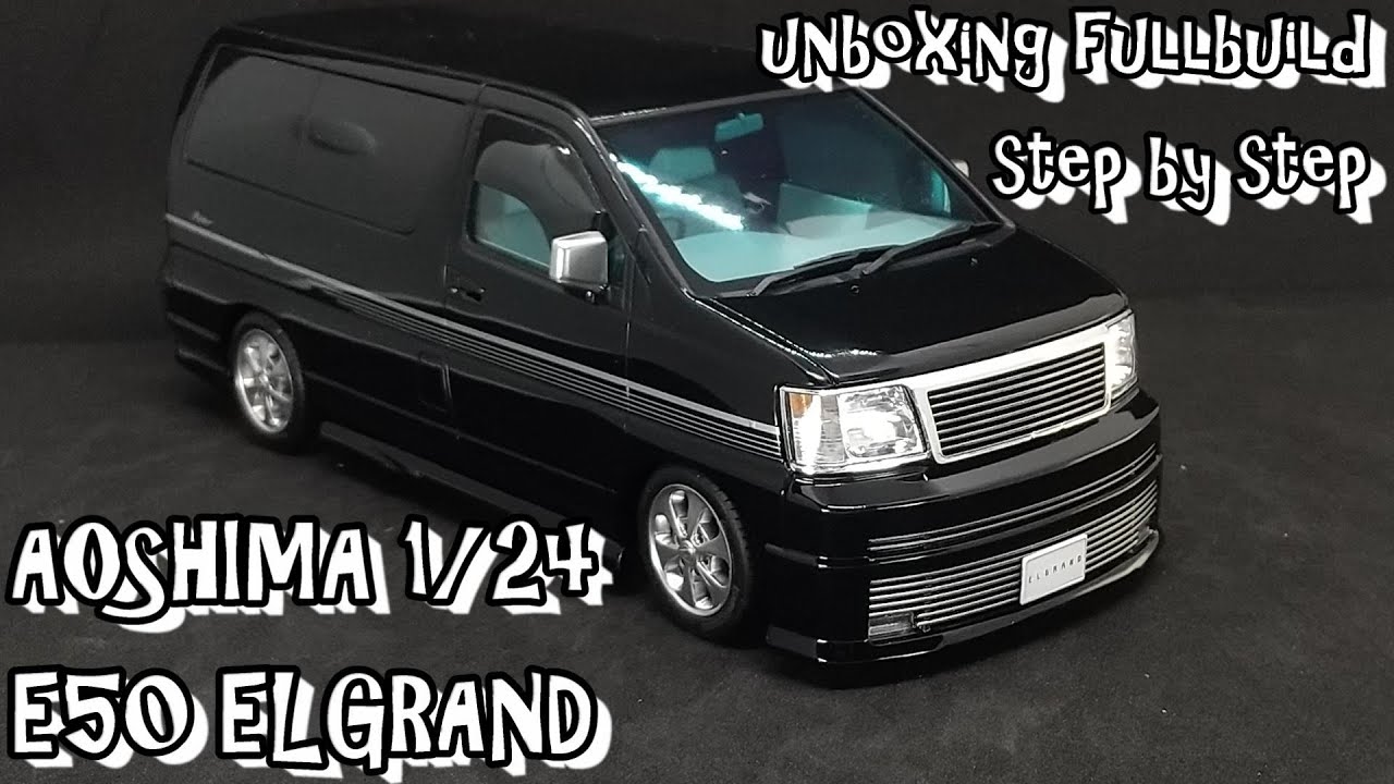 Scale Car Plastic Model AOSHIMA 1/24 NISSAN E50 ELGRAND unboxing fullbuild step by step