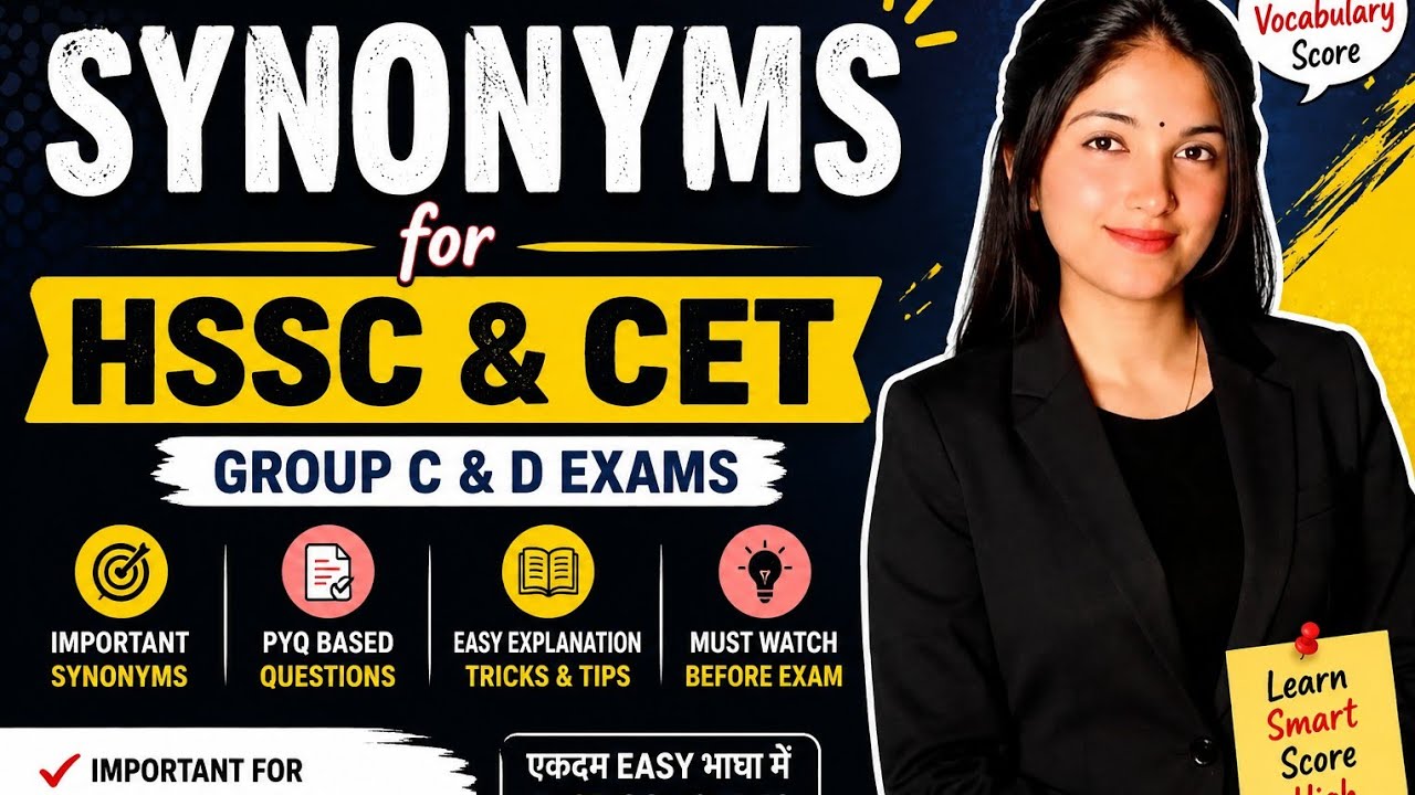 HSSC CET English | Synonyms | Lecture 5 | Most Important Questions and PYQs