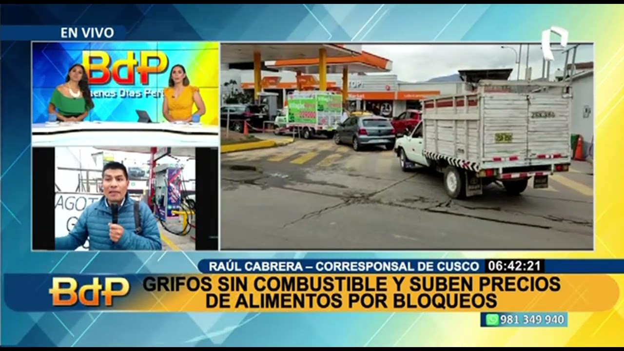 Cusco: Grifos sin combustible y suben precios de alimentos por bloqueos