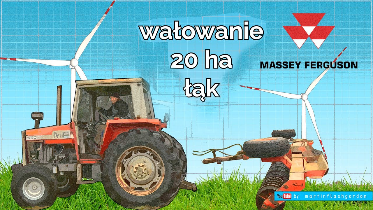 wałowanie 20 ha łąk | MF 590 wały Scan-Roller 630