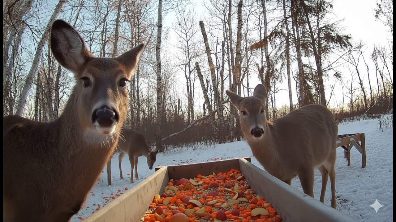 🦌 Whitetail Deer Feeder Cam Recording | Relaxing ASMR Crunching Sounds for Sleep, Study & Relaxation
