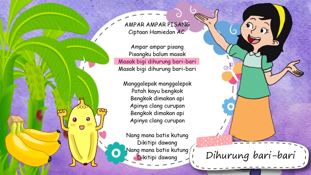 AMPAR AMPAR PISANG (Lirik) - Lagu Daerah Kalimantan Selatan | Tema 7 Kelas 4 SD | VOCAL SHEMA