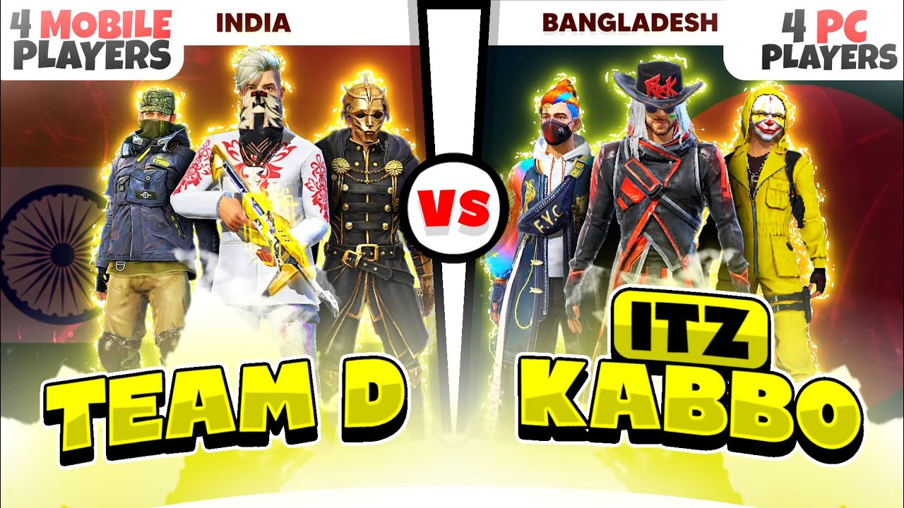Team D🔥 VS BD71 ft. Itz Kabbo🎯| India🇮🇳 VS Bangladesh🇧🇩 |4 Mobile Player📱 VS 4 PC Player🖥️|