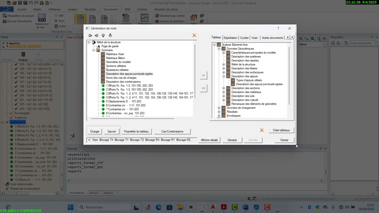 Cours 19 | Note de Calcul & Métré d’un Château d’Eau Métallique avec Graitec Advance Design