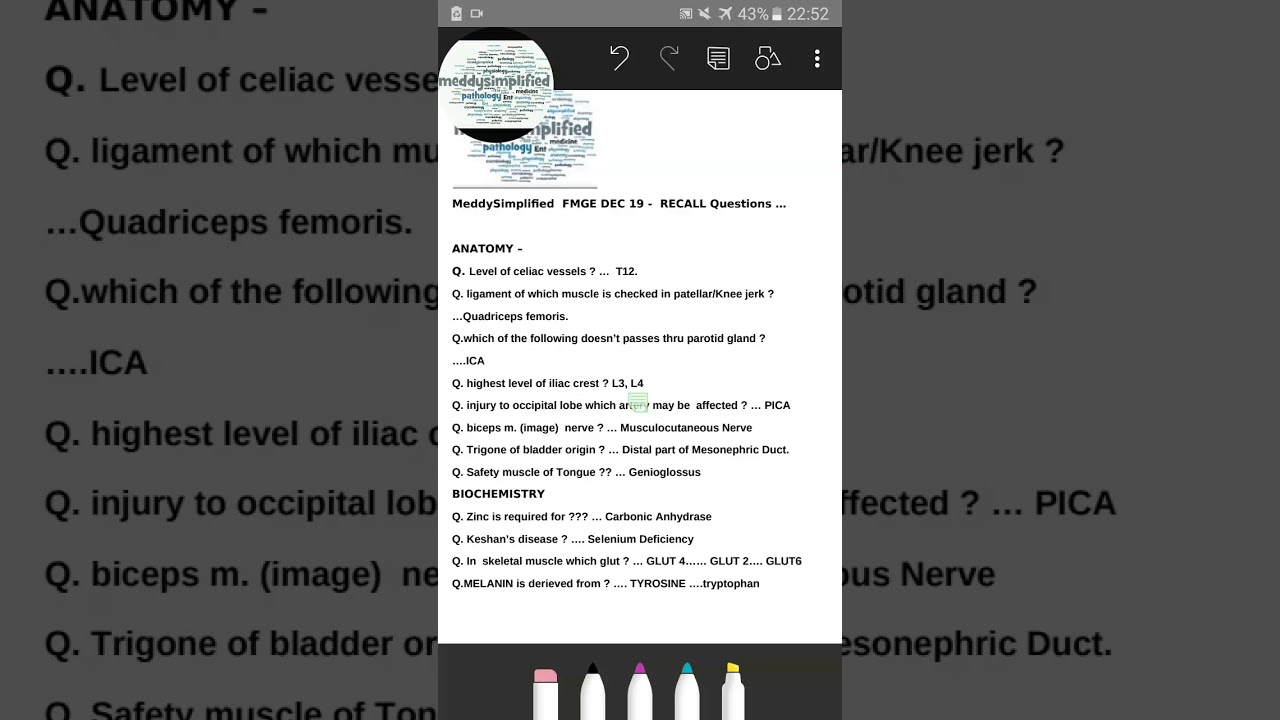 FMGE DEC 2019 - RECALL QUESTIONS PART-1 | MEDDYSIMPLIFIED (Anat,biochem,ophtha,e.n.t)