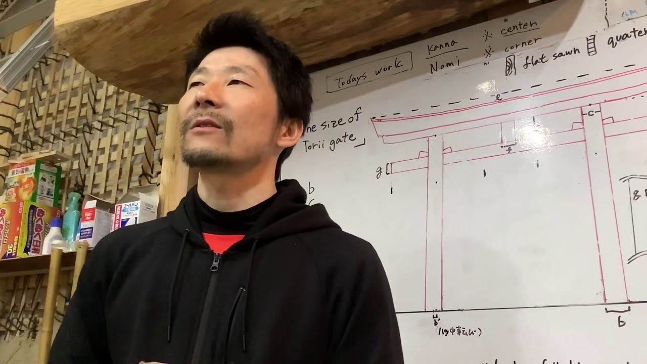 Japanese torii gate production day2. The size of the torii gate.