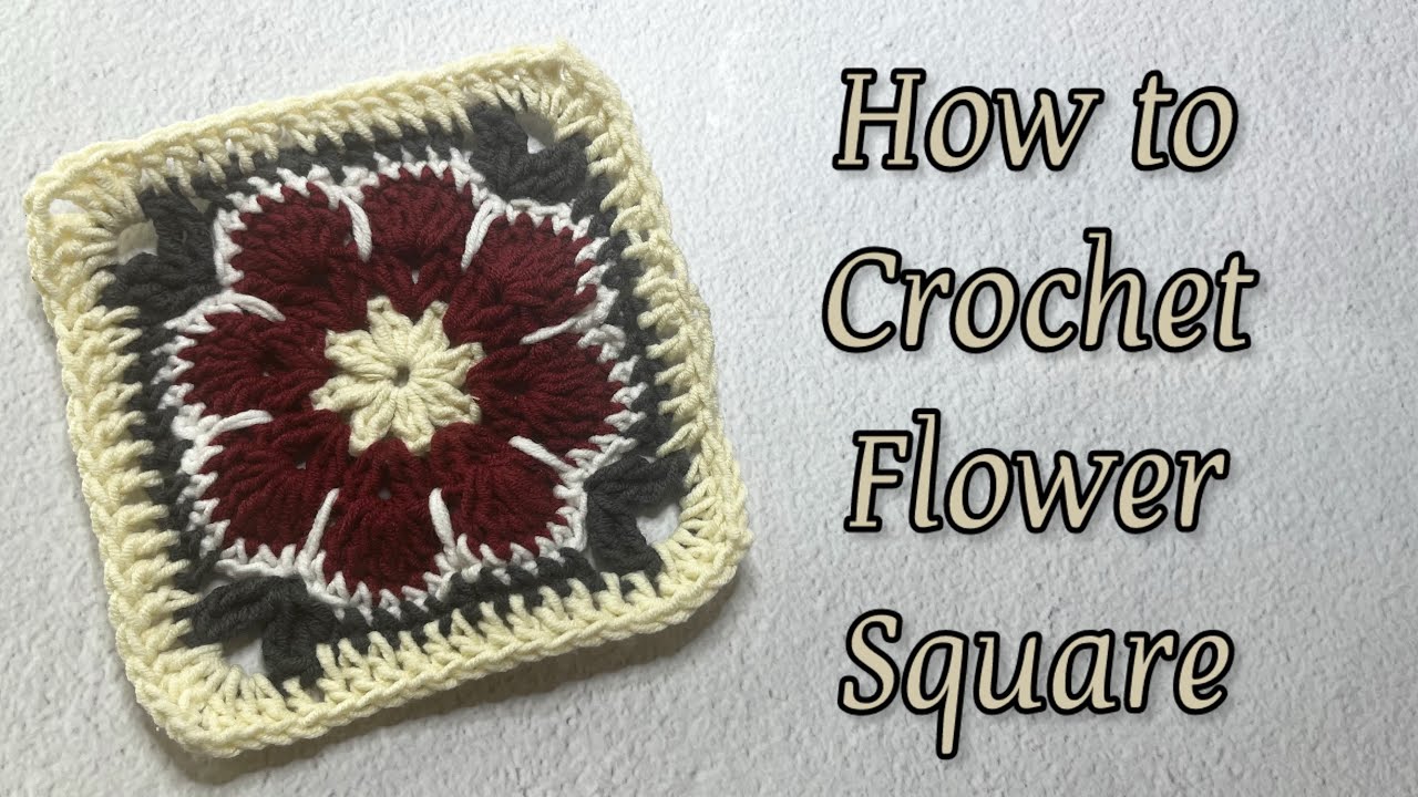 Crochet flower square tutorial ✨//#crochet #crochetpattern #crochetsquare #crochetflower #rose #fyp
