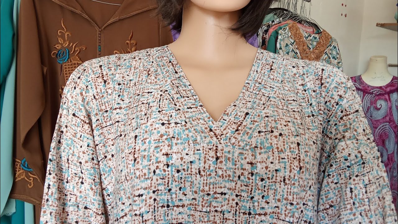 طريقة تفصيل كسوة صيفية بالكول في مديل انيق وسهل