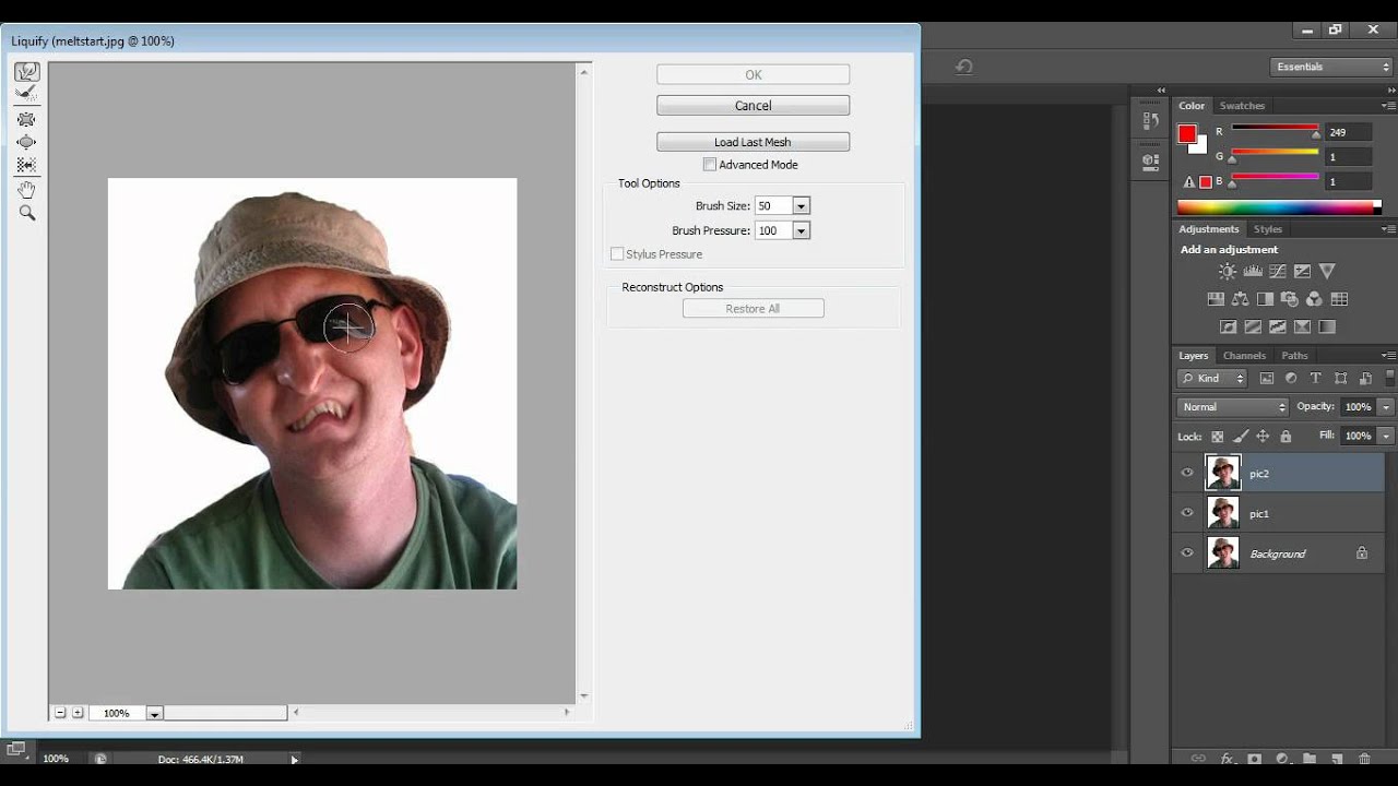 Preparing images for creating a melting face animation using Adobe Photoshop