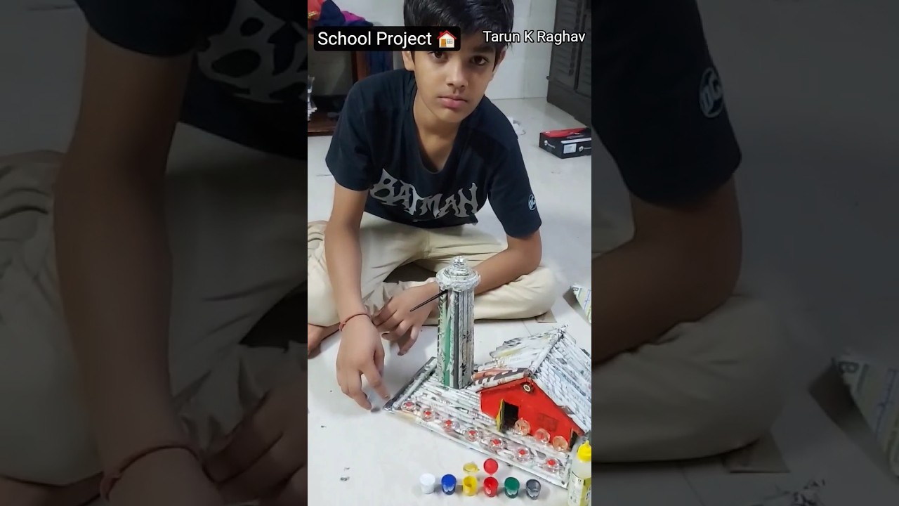 DIY Crafting : School Project Model 🏫 #diy #diycrafts #diyprojects #howtomake #schoolproject