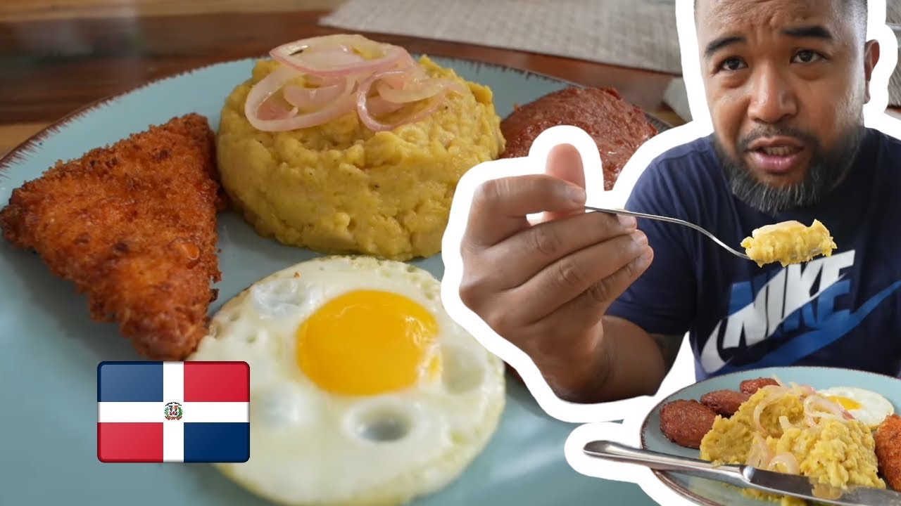 Dominican Breakfast (Mangu tres' golpes) in the Dominican Republic