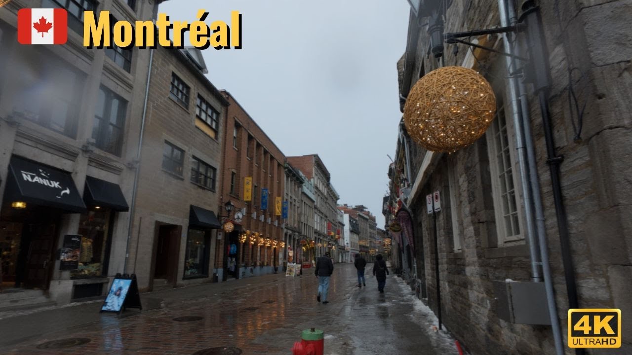 [4K] Rainy Walk Through Old Montreal🌧️| Quiet but Alive #rain #rainyday #montreal