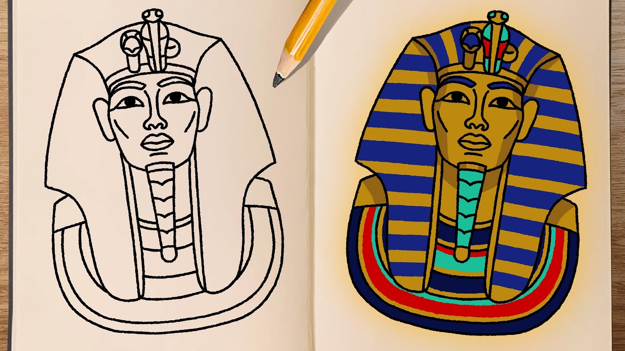 How to draw and colour! TUTANKHAMUN (step-by-step tutorial)