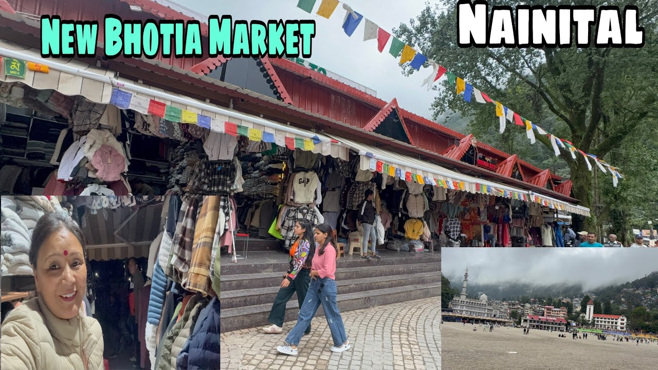 Nainital New Bhotia Market आज मौसम कोहरा,धूप और बारिश #nainital #weather #lakeview #crowd #newmarket