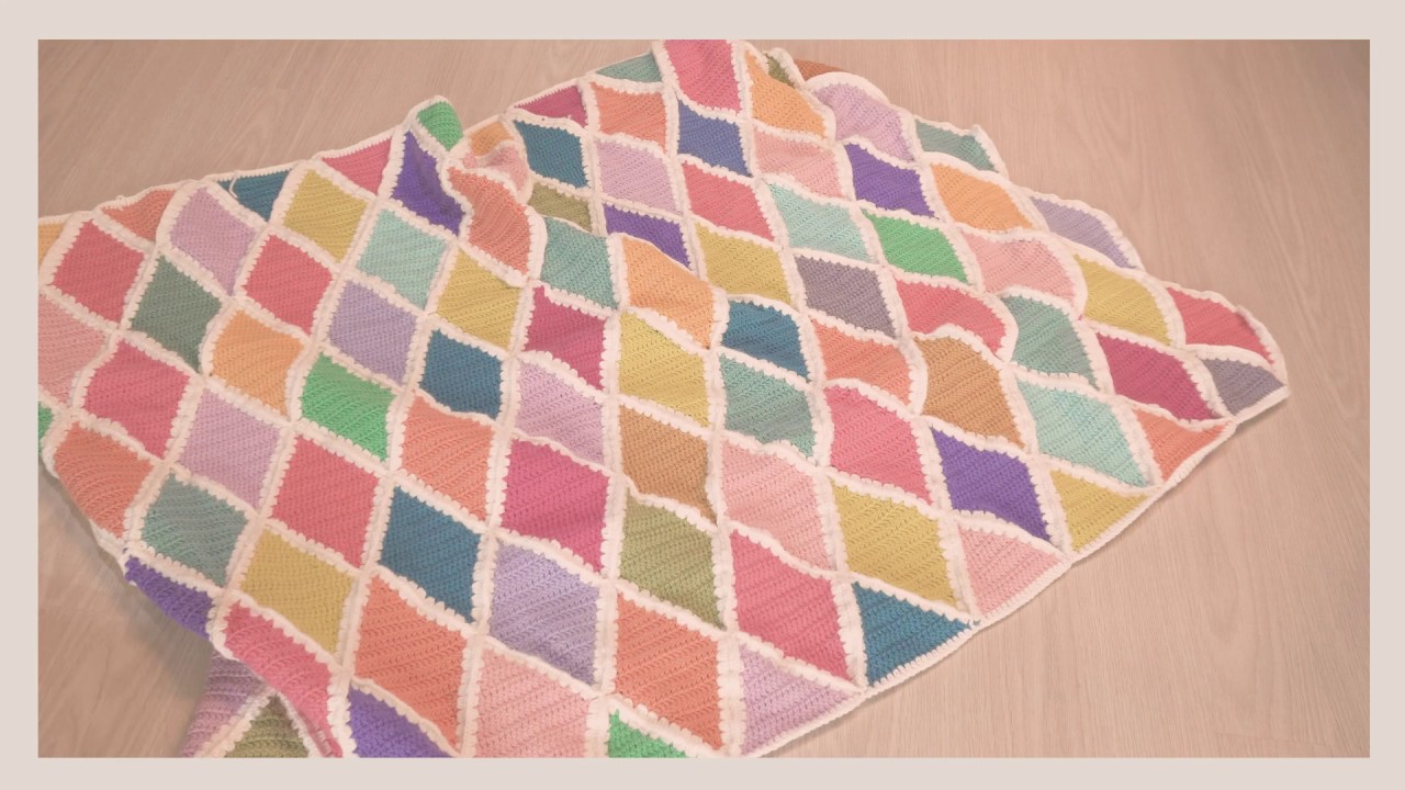 [코바늘] 다이아몬드 모티브 블랭킷 l crochet diamond motif blanket