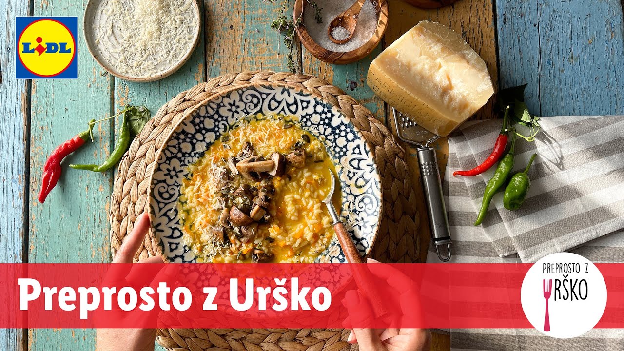 Preprosto z Urško: Bučna rižota s šampinjoni