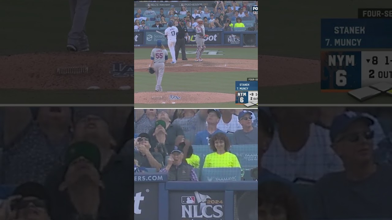 The foul ball made them break character 😂 #mlb #baseball #mets #Dodgers