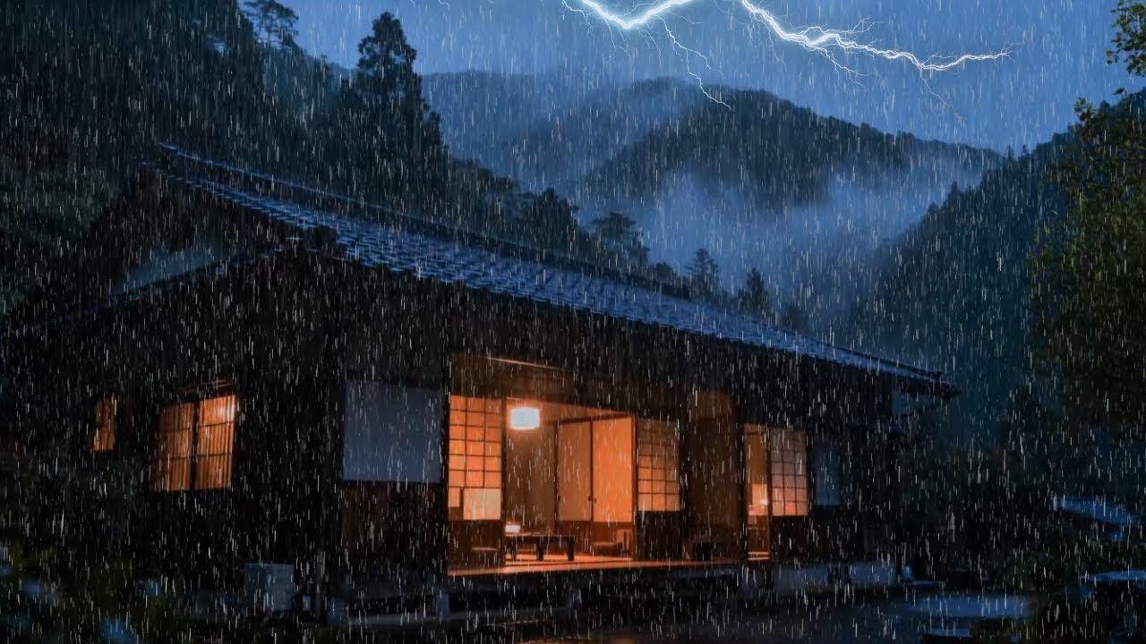 Heavy Rain Sounds for Sleeping Isolated Foggy Peaks for Peaceful Sleep | Gentle Thunder