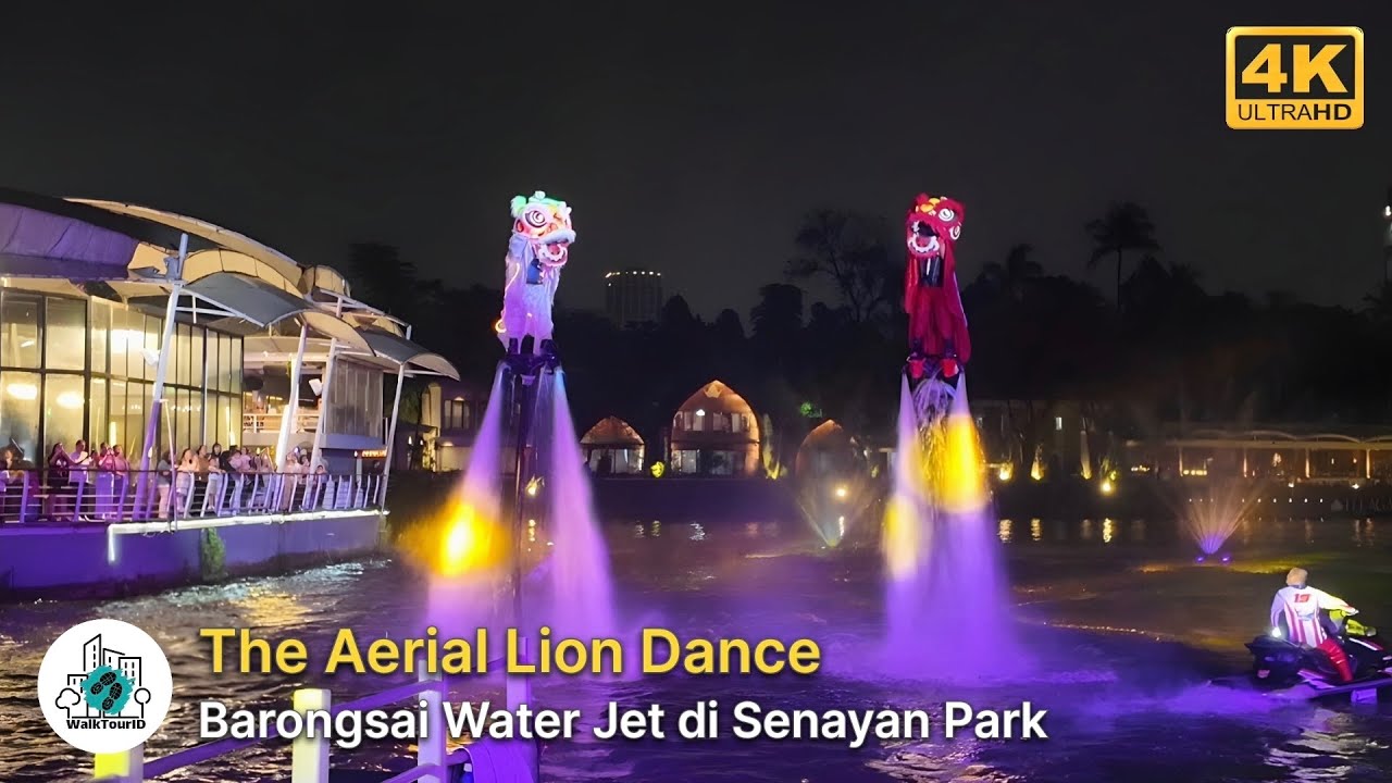 BARONGSAI TERBANG DI ATAS AIR‼️ Pertunjukan The Aerial Lion Dance | Barongsai Water Jet Senayan Park