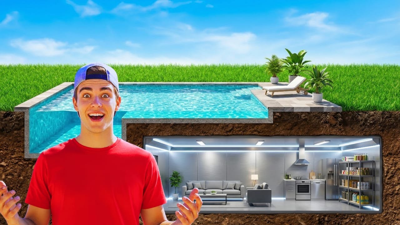 Building the Ultimate HIDDEN Underground Survival Bunker & Luxury Pool (Part 2)