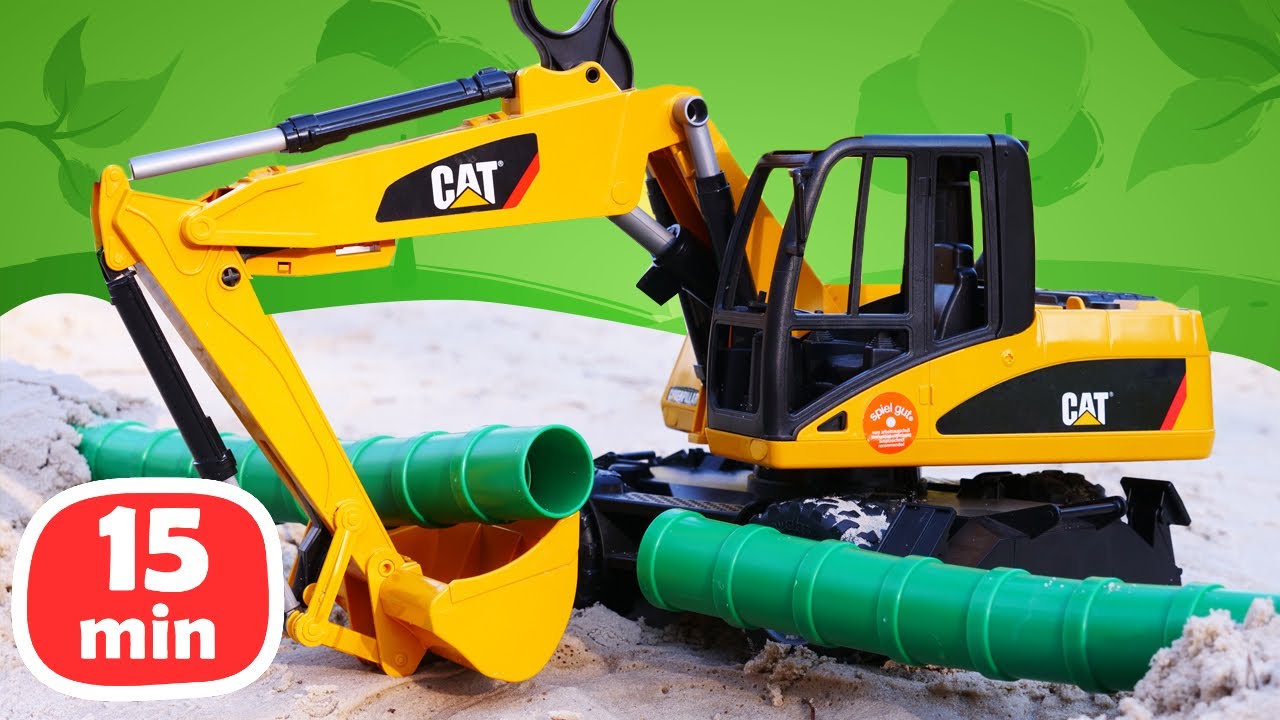 Speelgoedvrachtwagens in zand | Graafmachines, vrachtwagens voor kinderen en speelgoedauto's