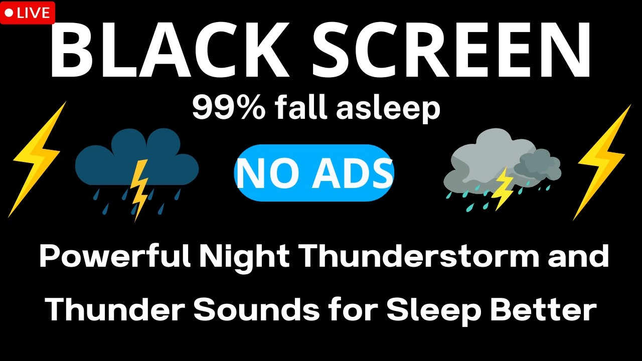 🔴 Defeat Insomnia in 3 Minutes - Powerful Night Thunderstorm and Thunder Sounds for Sleep Better